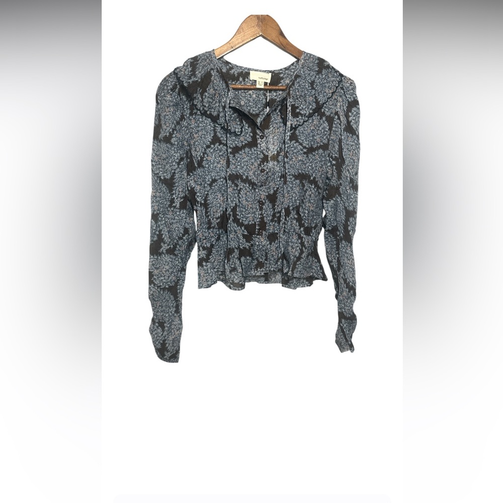 Chic Black and Gray Floral Women's Blouse
